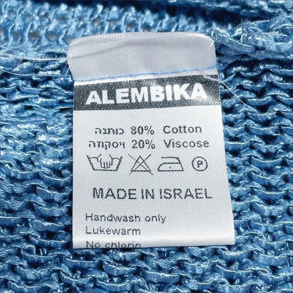ALEMBIKA Lagenlook Knit Mesh Asymmetric Relaxed Blue Sweater Size S